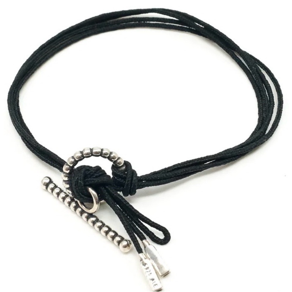 Pandora Black Cord Bracelet with Sterling Silver